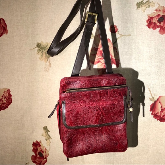 Relic Handbags - Relic Red Embossed faux Leather Crossbody Purse